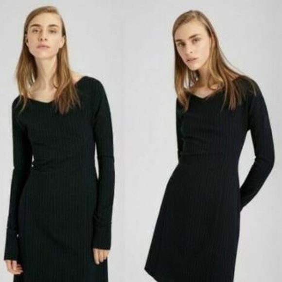 Theory Body Con Wide V-Neck Stretchy Deep Navy - Picture 9 of 9